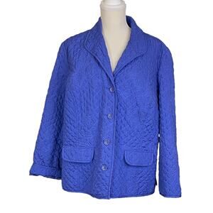 Vintage RQT Royal Blue Quilted Button Up Jacket 1X